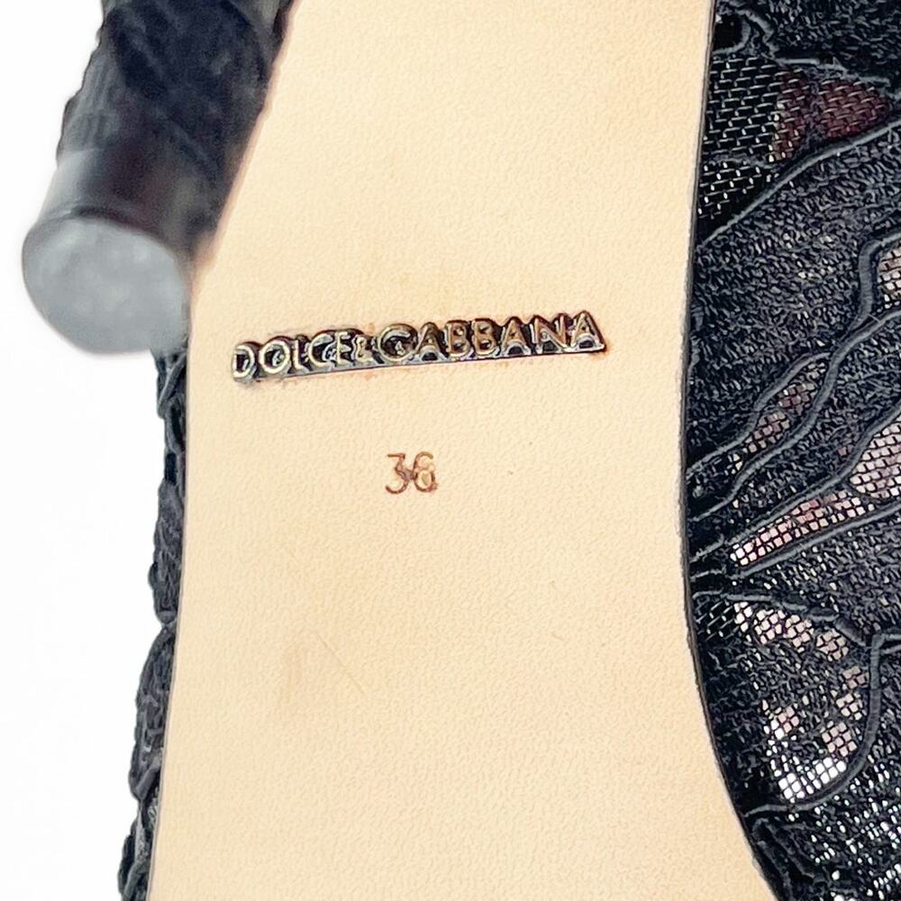 Dolce & Gabbana Bellucci Black Lace Crystal Brooch Pointed Toe Pumps Heels IT 36 - Picture 10 of 10